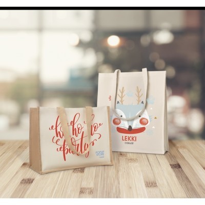 Bolsa de yute y canvas publicitaria